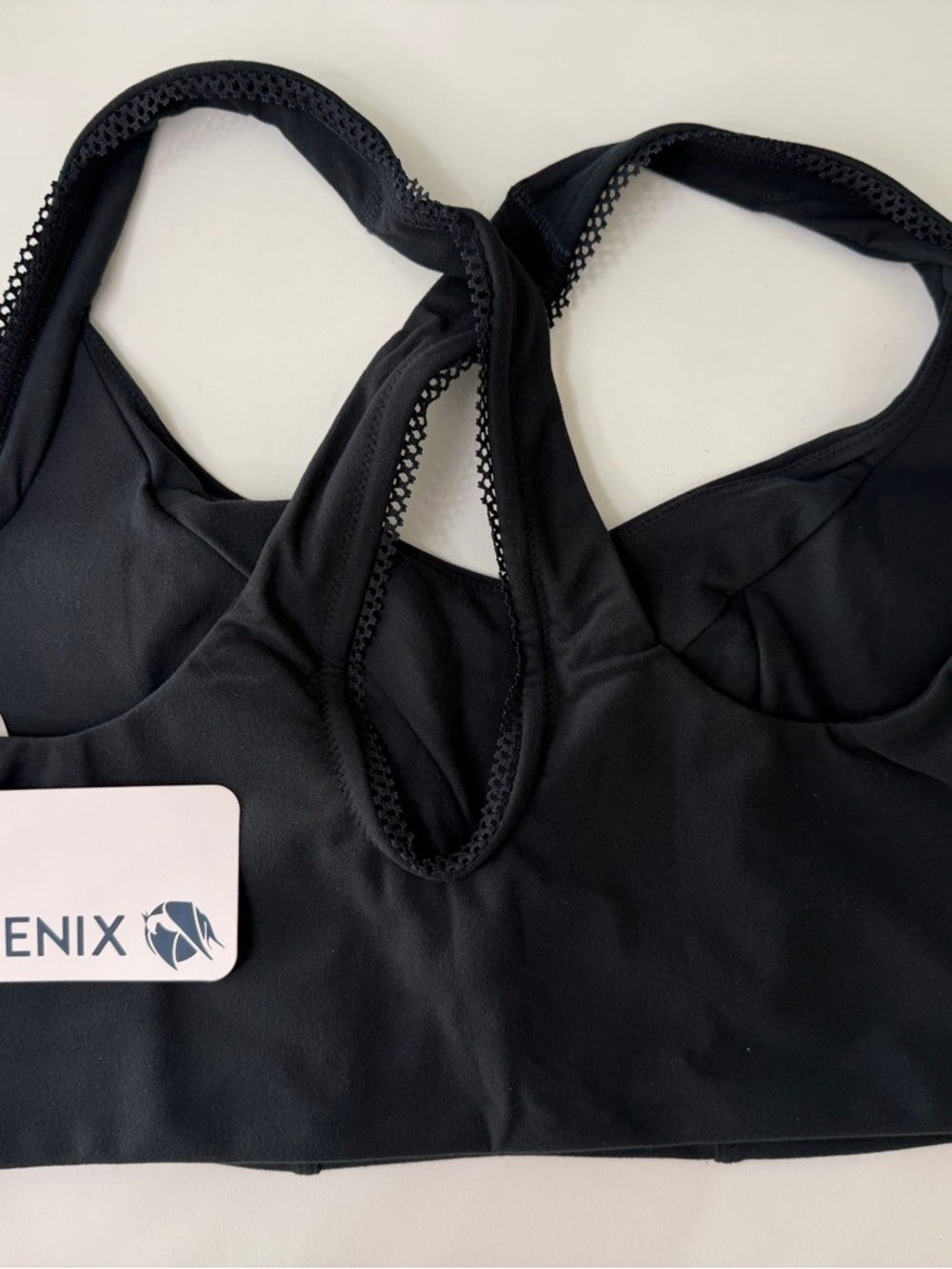 Phoenix Black Stretch Seamless Sports Bra with Mesh Trim